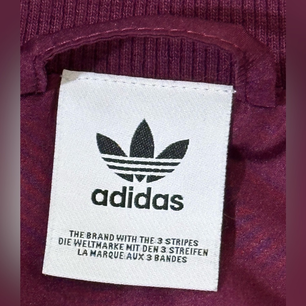 Womens Adidas CLRDO Track Jacket Wine/Blck Velvet Feel - Picture 7 of 10
